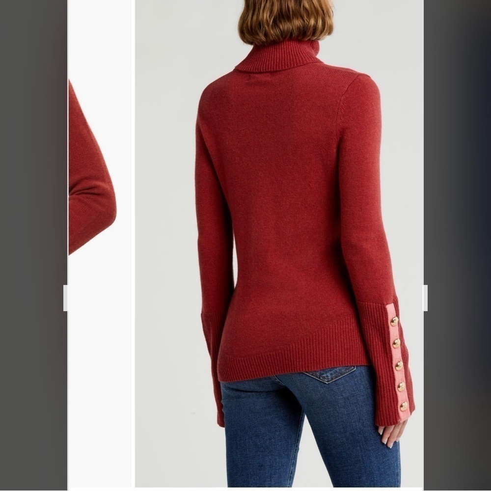 Ramy Brook Brianna Metallic Turtleneck Sweater in Cabernet Size M - Picture 2 of 7